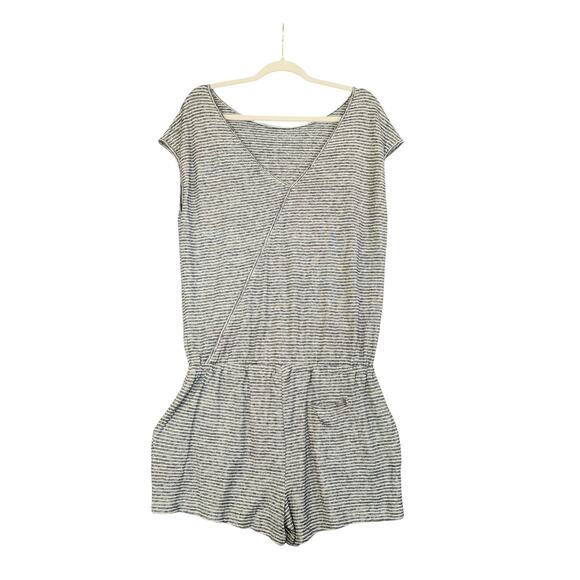 PrAna Womens Retrieve Romper Size Medium Gray Bone Stripe Hemp Organic Beach NWT - Picture 5 of 14
